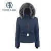 Blouson De Ski Qui Reprend Les Codes Du Perfecto Selon Poivre Blanc -Ski Pants blouson de ski poivre blanc w19 0806 woa bleu marine femme