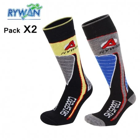 Chaussettes RYWAN Lot Ski Boy Jaune/Bleu Junior (2 Paires) 3 Chaussettes RYWAN Lot Ski Boy Jaune/Bleu Junior (2 Paires)