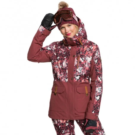 Parka De Ski ROXY Andie Lie De Vin / Imprimé Femme 4 Parka De Ski ROXY Andie Lie De Vin / Imprimé Femme - Image 2
